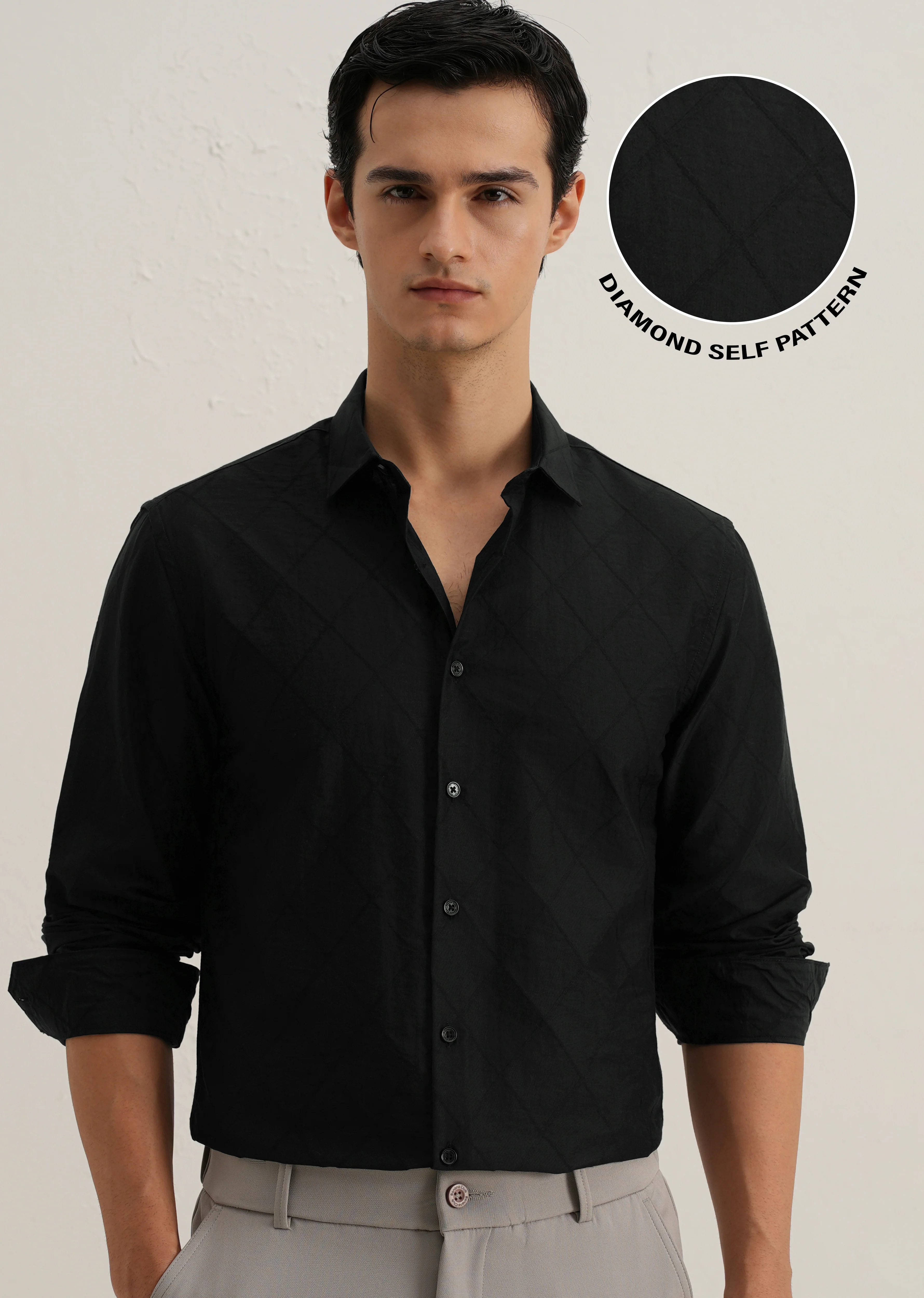 Black Diamond Self Pattern Shirt