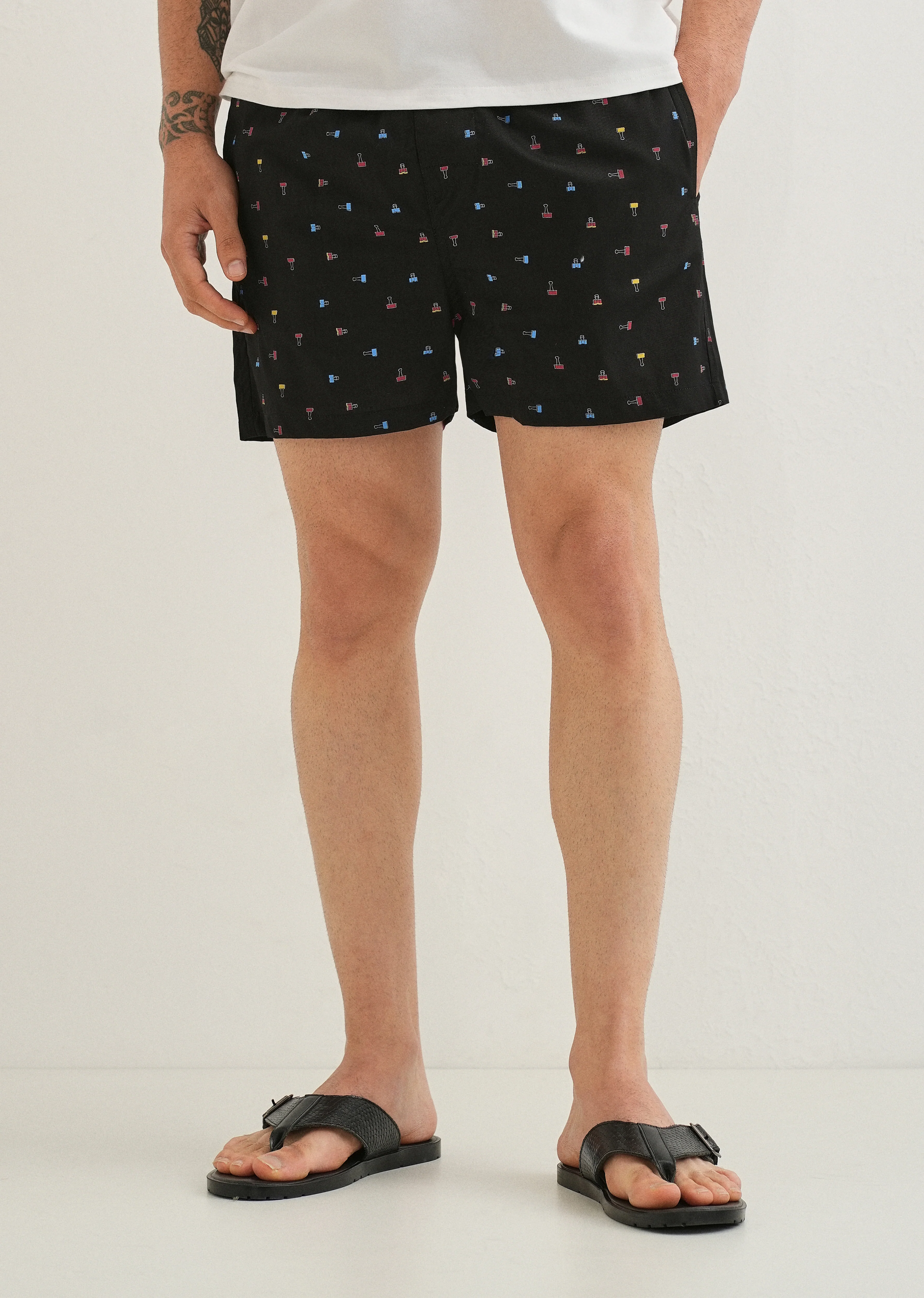 Black Stamp Printed Boxer