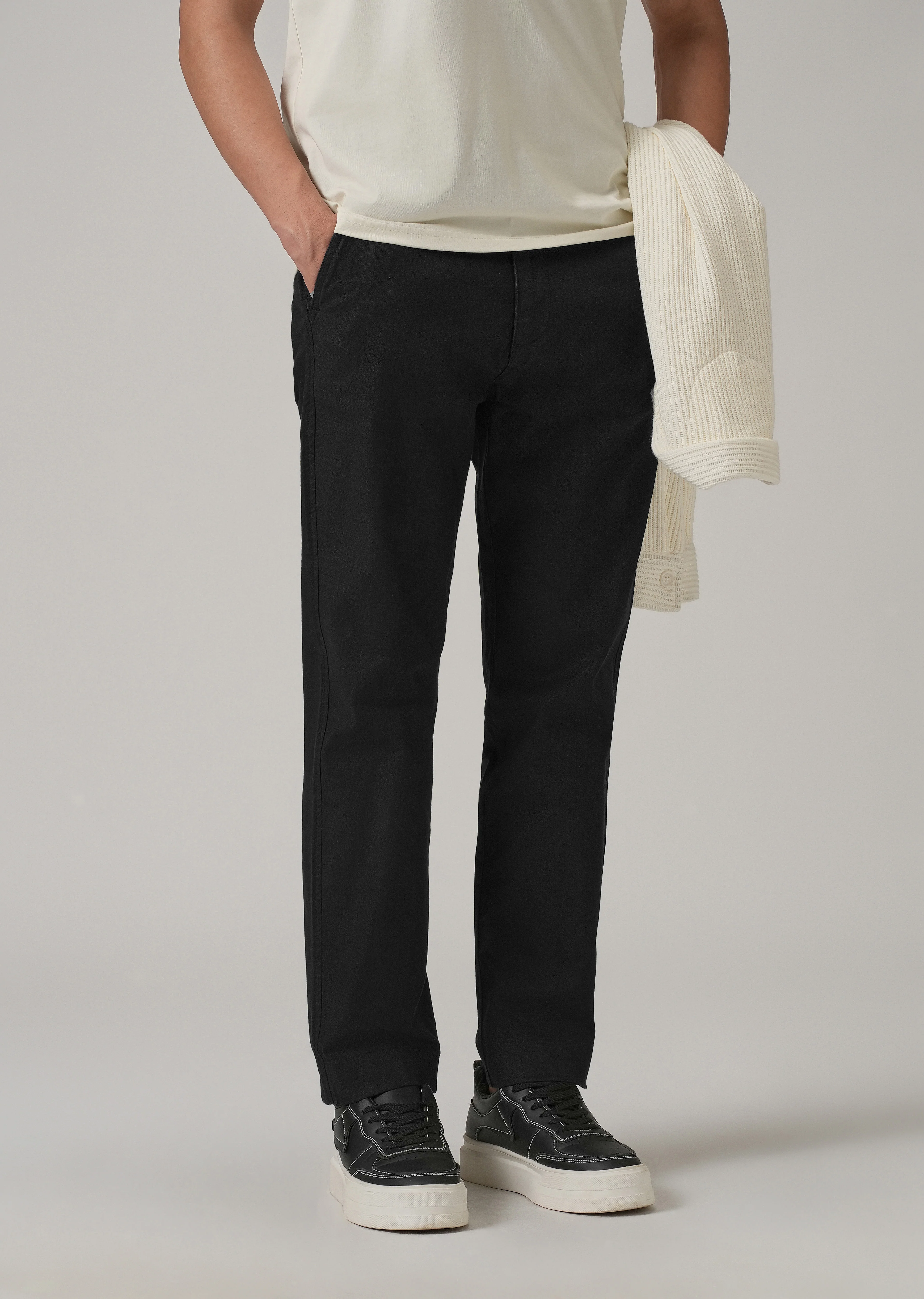 Dark Black Cotton Trouser