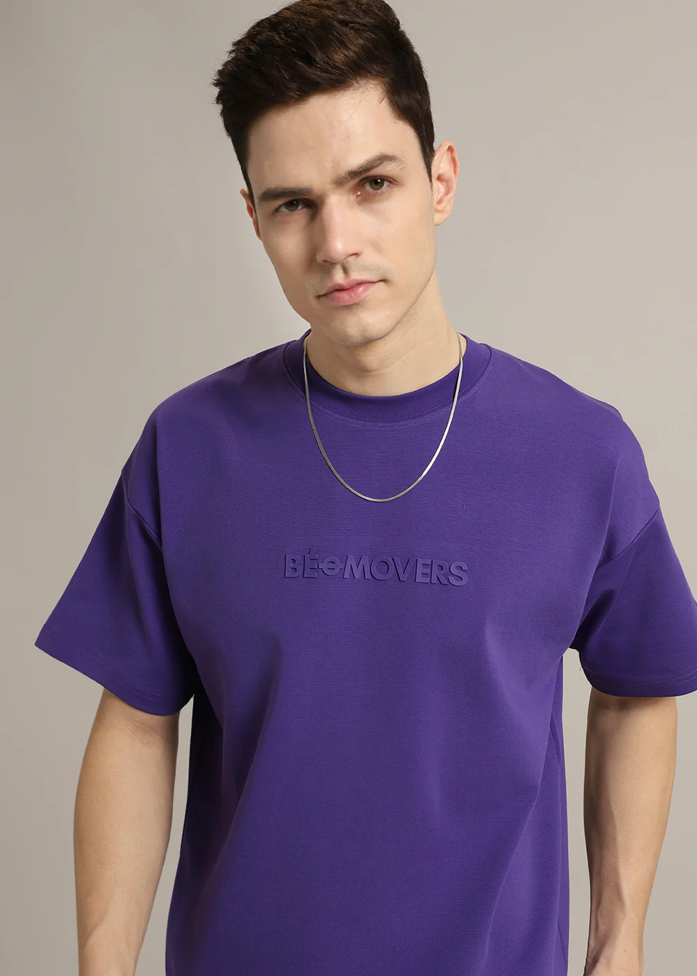 Emboss Luxe Purple Plain Oversized T-shirt
