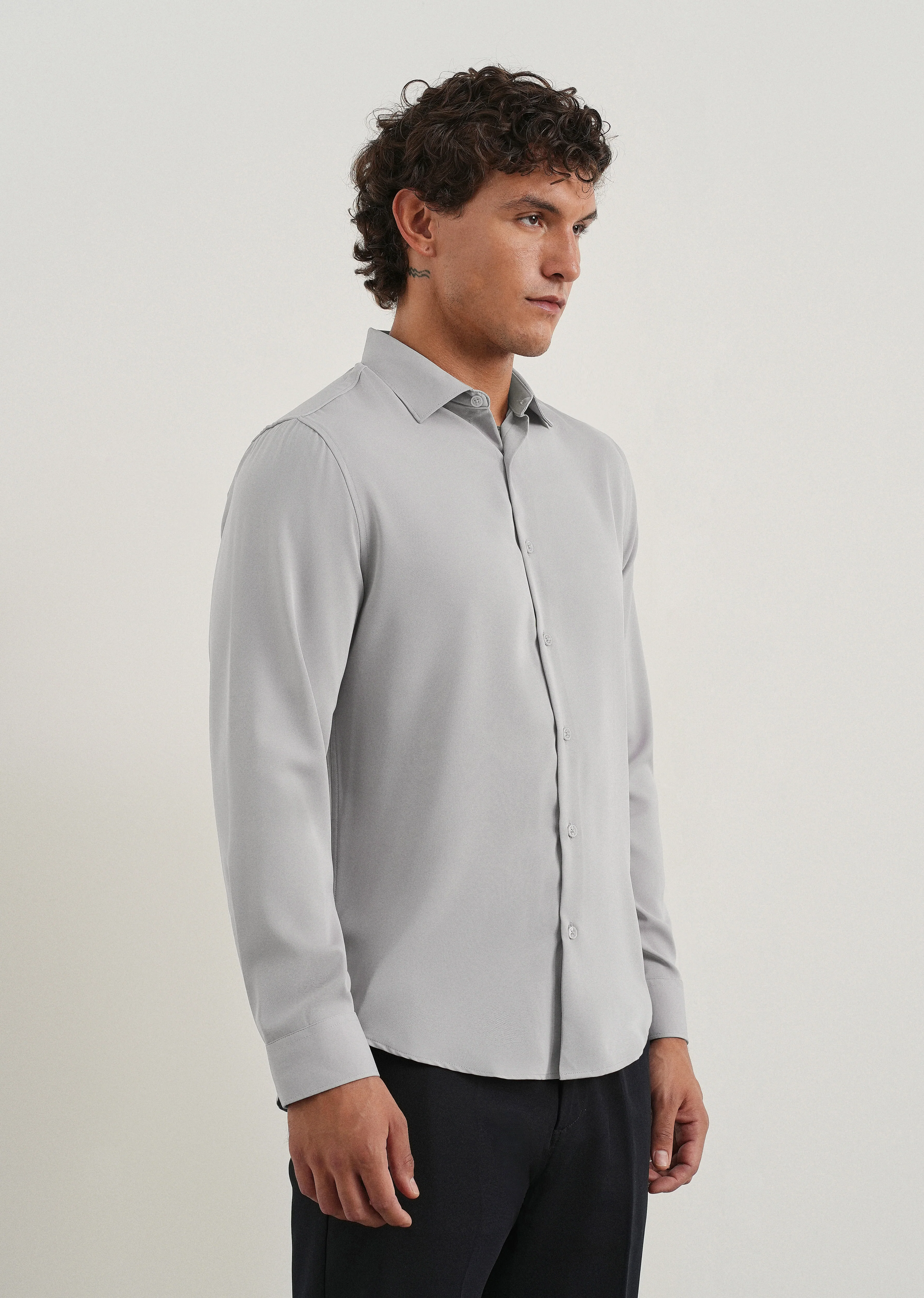 Grey Fluid Soft Shirt - Image 4