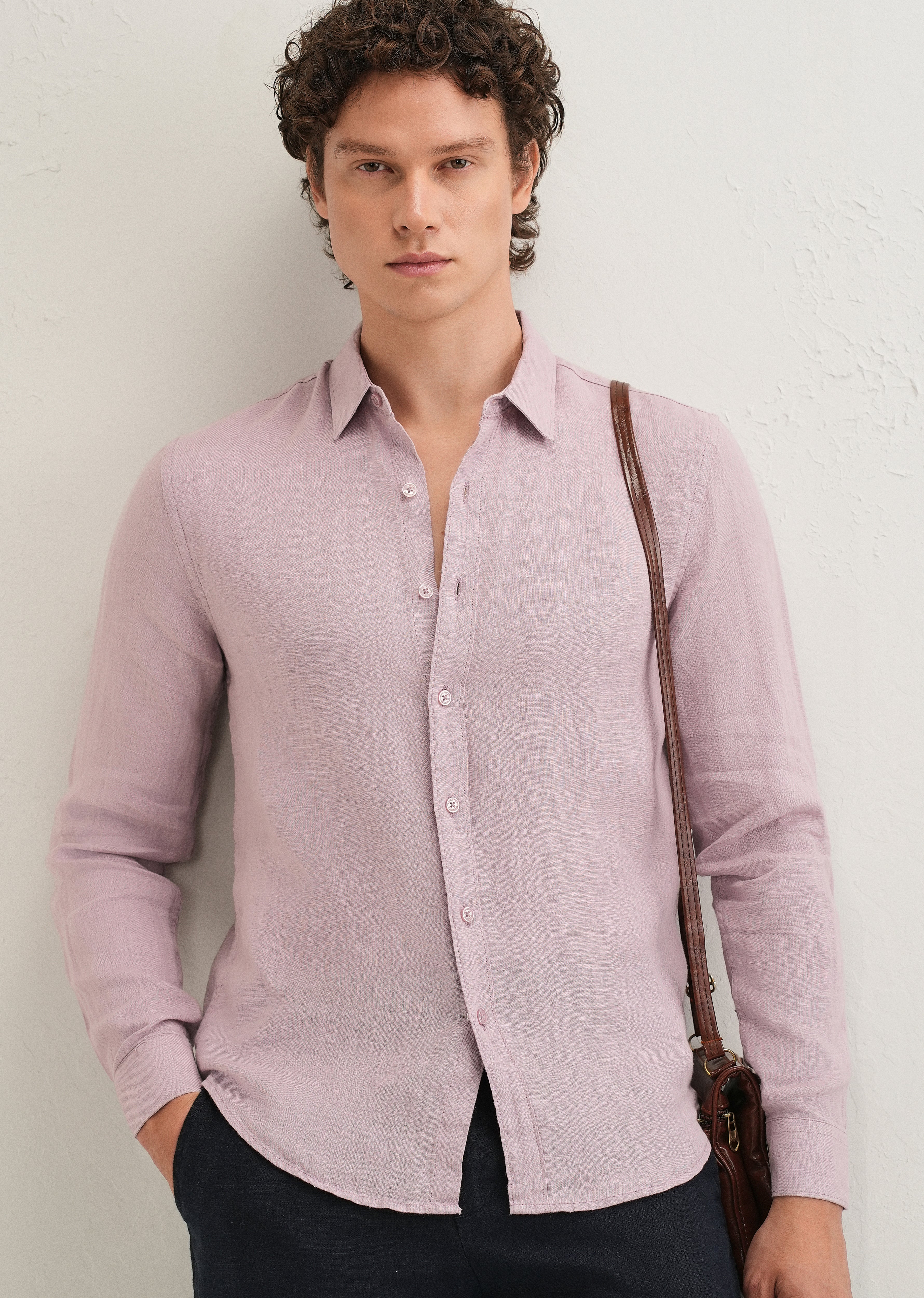 Pastel Purple Pure Linen Shirt