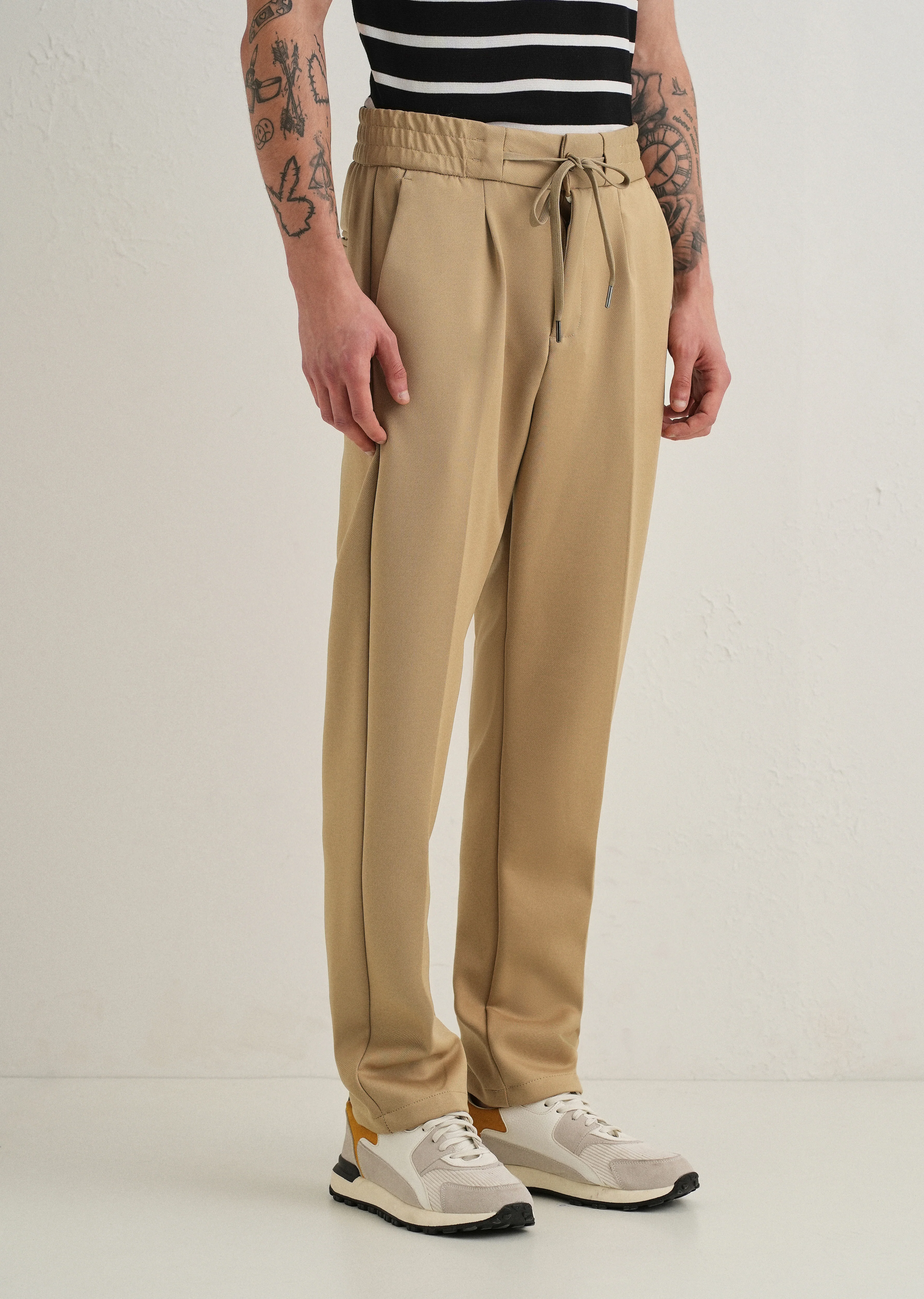 Tan Drawstring Trousers - Image 4